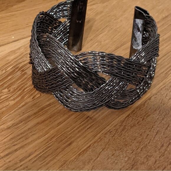 WIDE cuff bracelet braided wire crisscross bangle bracelet - Picture 4 of 4
